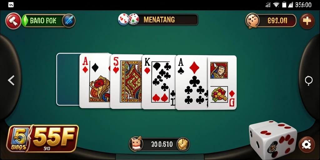 Screenshot gameplay 555F yang menunjukkan keseruan bermain Domino.