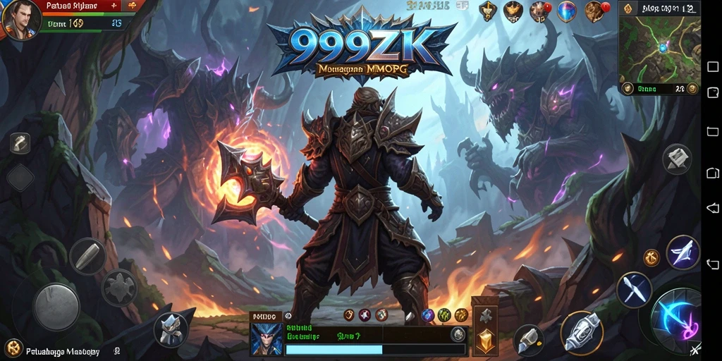 Screenshot dari gameplay 999ZK yang menunjukkan pertarungan seru di dunia MMORPG.
