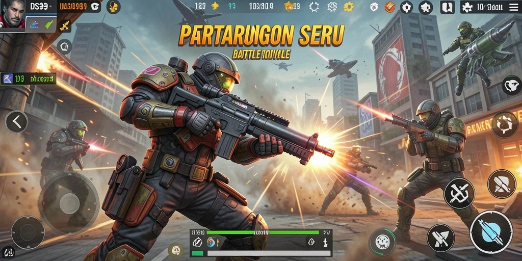Tampilan seru dari gameplay Battle Royale DS99 yang menegangkan.