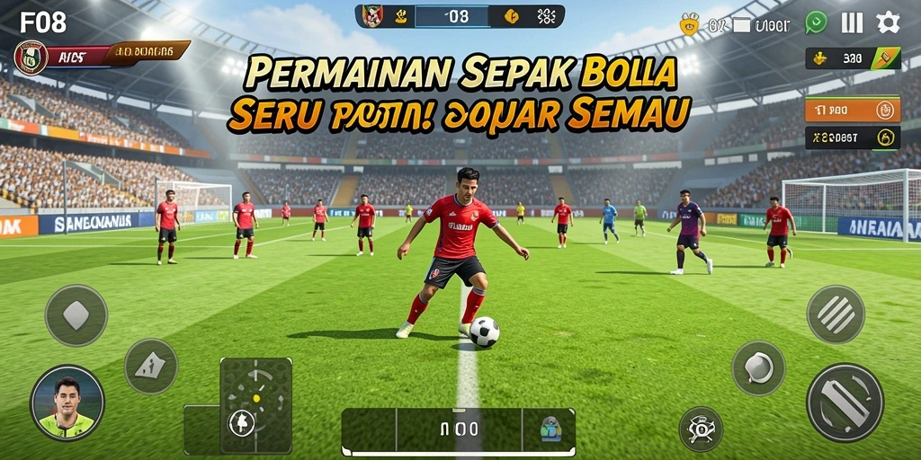 Gameplay F08 yang menegangkan dan seru dalam sepak bola.