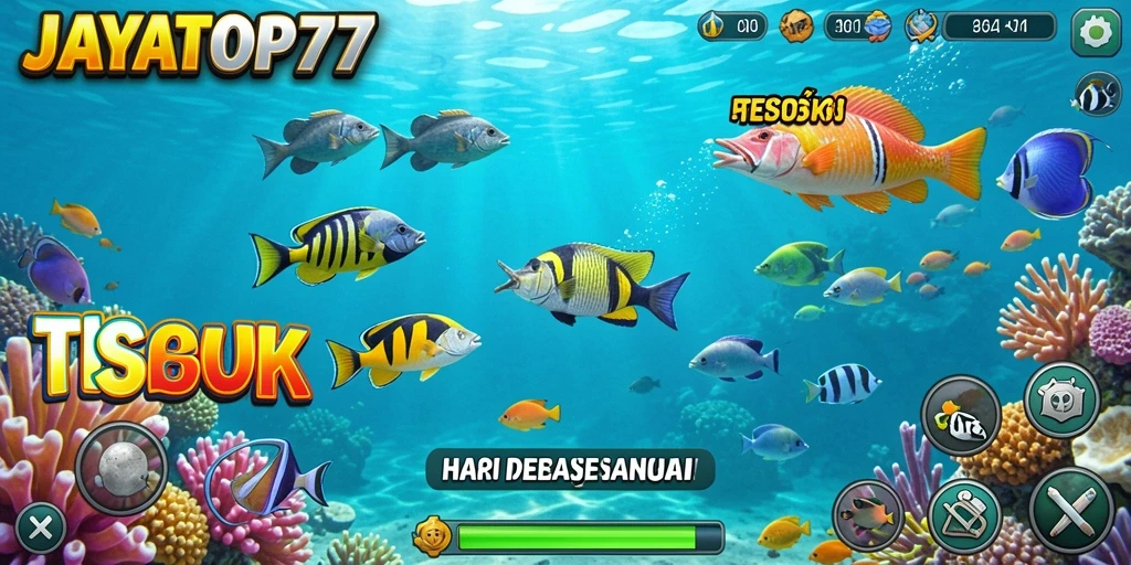 Tampilan seru dalam permainan Tembak Ikan JAYATOP77.
