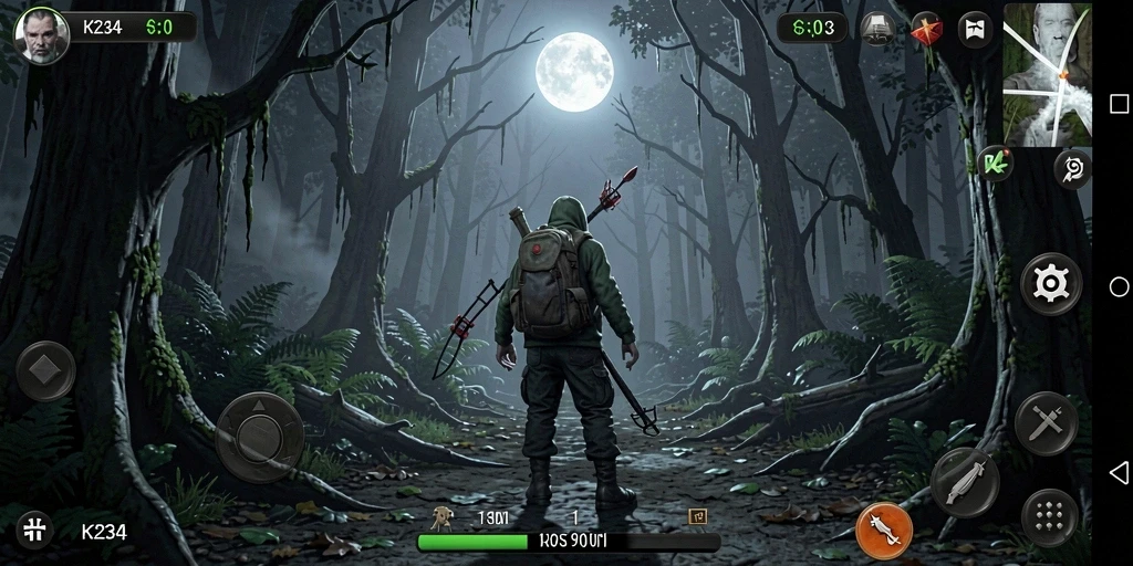 Gameplay K234 yang menegangkan di hutan gelap.