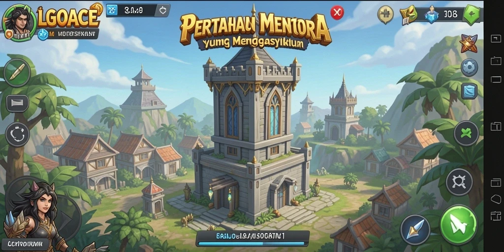 Tangkapan layar LGOACE menampilkan pertahanan menara yang seru dan dinamis.
