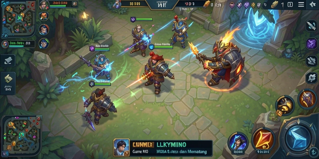 Tangkapan layar gameplay seru LUKYMINO yang menampilkan aksi MOBA.