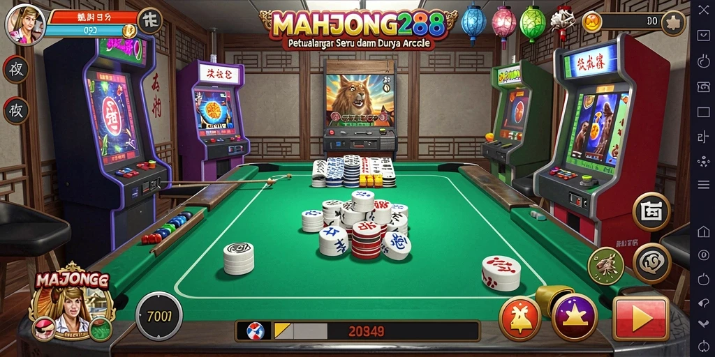 Screenshot seru gameplay MAHJONG288 yang menampilkan tantangan Mahjong.