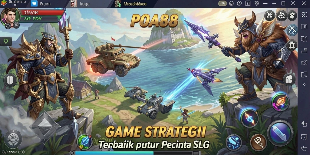 Screenshot utama POA88 menampilkan aksi pertempuran strategis yang seru.