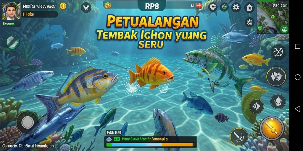 Tampilkan aksi seru gameplay Tembak Ikan di RP8.