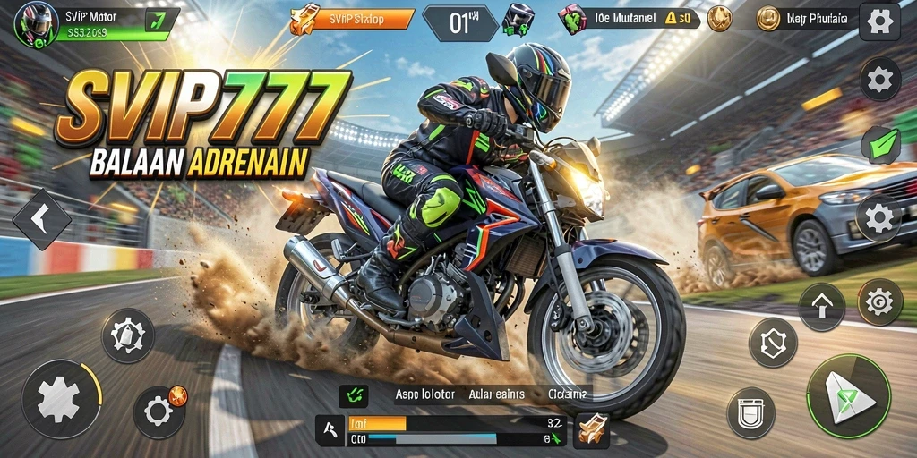 Tangkapan layar dari gameplay SVIP777 yang menampilkan aksi balap motor yang mendebarkan.