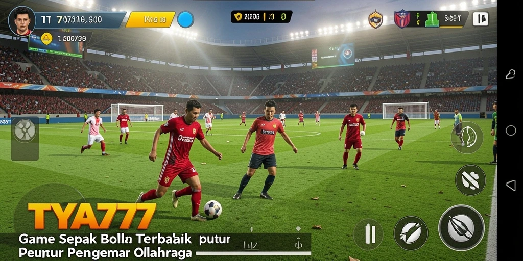 Tampilan gameplay menarik dalam TYA777 dengan aksi sepak bola yang mendebarkan.