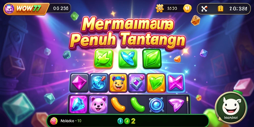 Tangkapan layar permainan WOW77 dengan gameplay menarik Match-3.